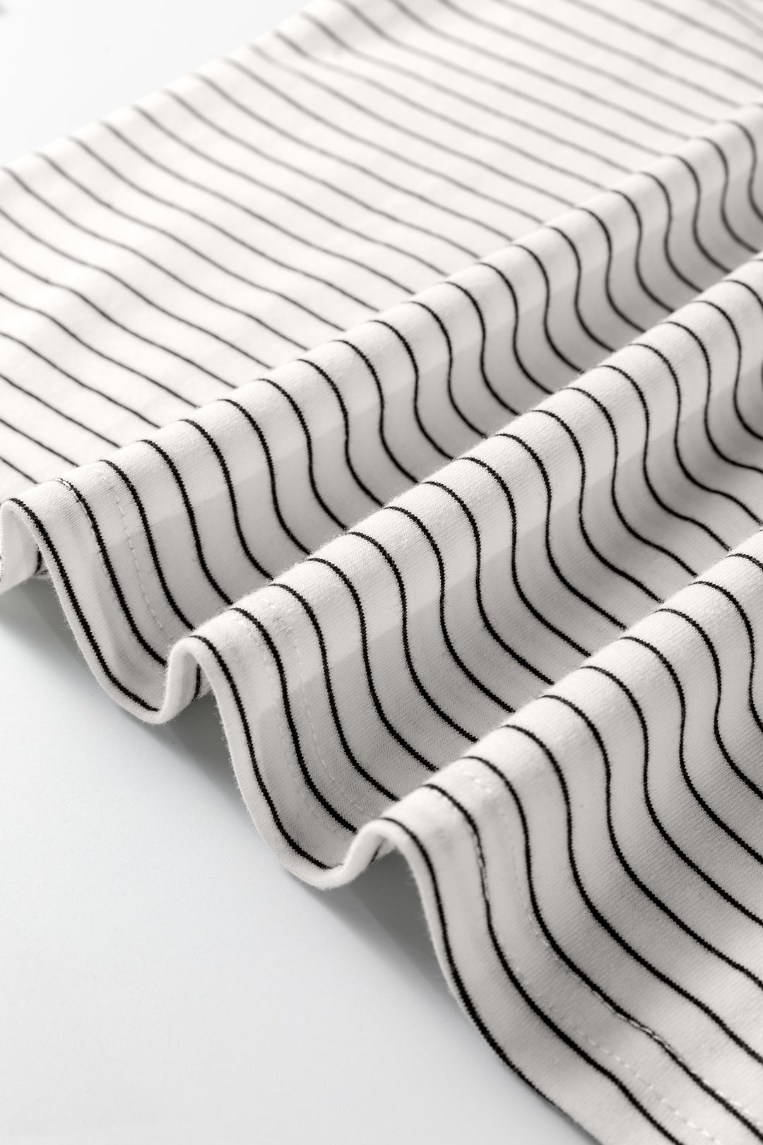 White Stripe Square Neck Long Sleeve Top