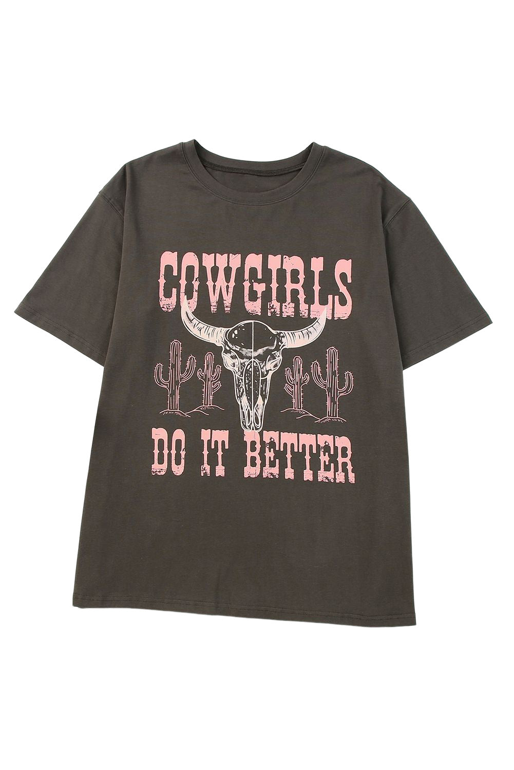 Gray COWGIRLS DO IT BETTER Graphic Print Oversized T Shirt