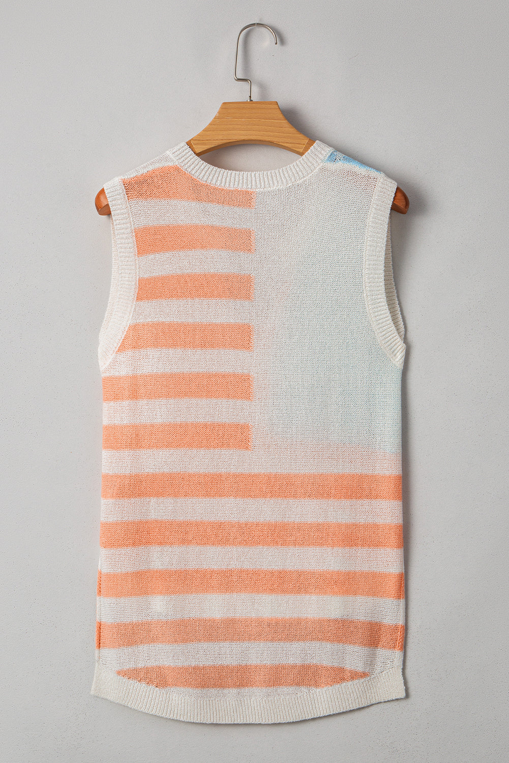 Flag Notched Neckline Loose Sweater Vest