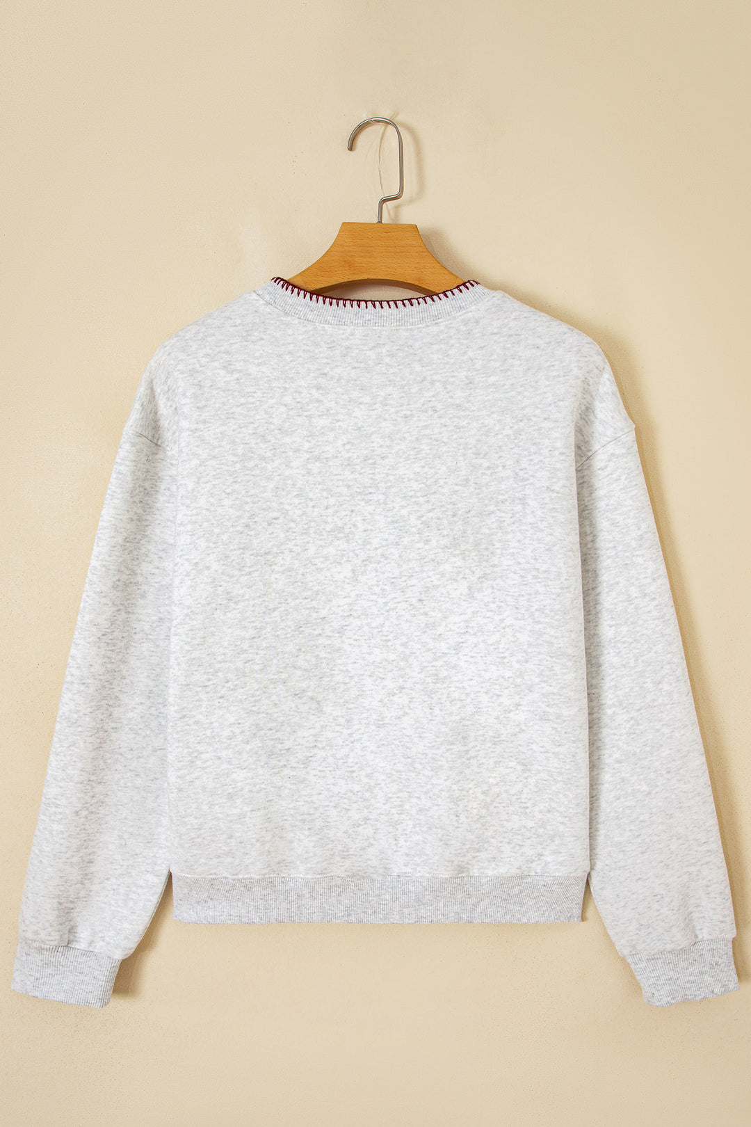 Light Grey Western Print Embroidered Casual Sweatshirt