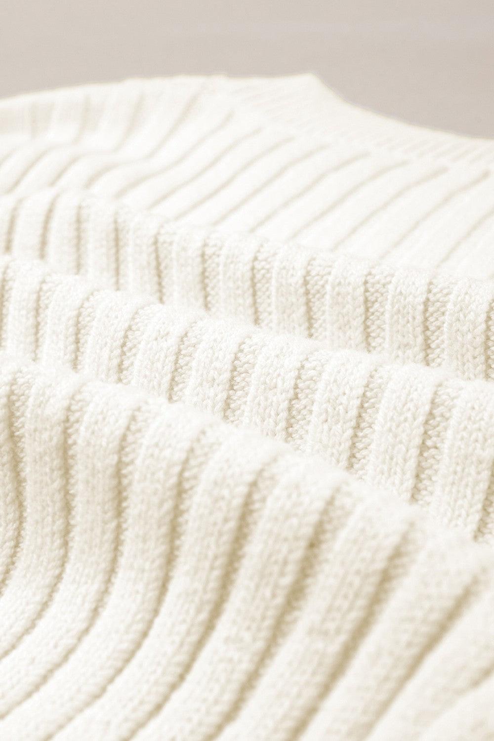 Cable-Knit Round Neck Long Sleeve Sweater