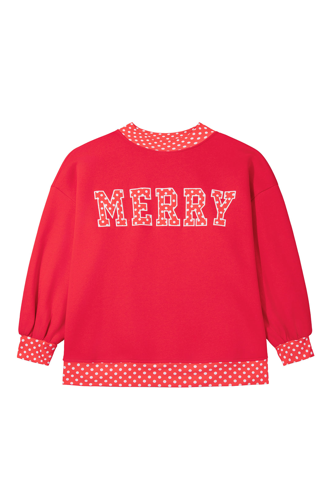 Tomato Red Casual Polka Dot Patchwork Letter Graphic Plus Size Sweatshirt