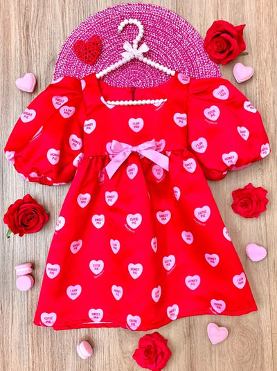 Sweethearts Puff Sleeve Valentine's Day Dress