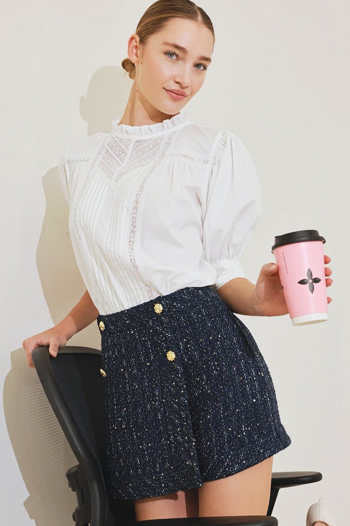 PURE POETRY VICTORIAN WOVEN TOP