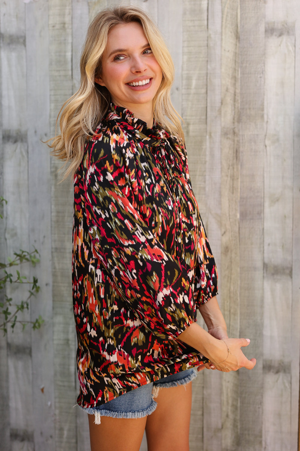 Evening Sunset Scribble Button Down Blouse