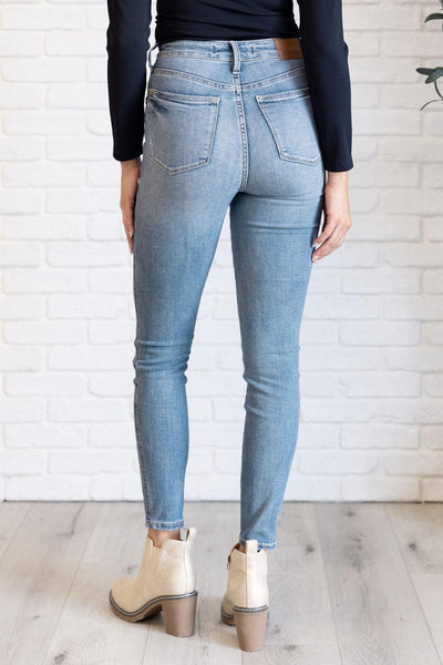 Back view of Justine high rise skinny jeans