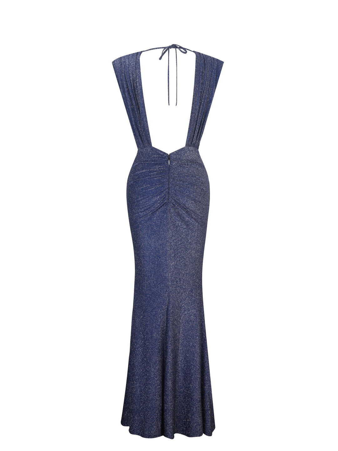 Terri Navy Sparkle Plunging Backless Maxi Dress
