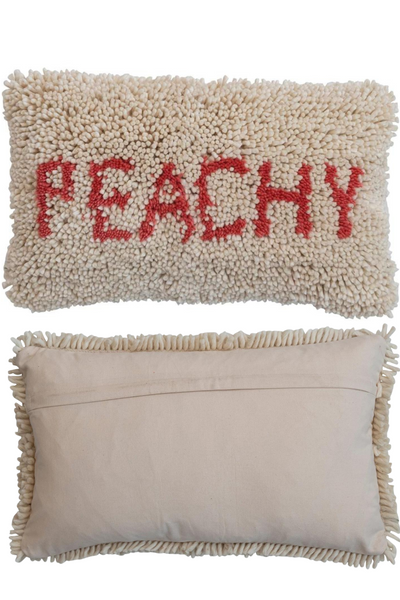 PEACHY Wool & Cotton Punch Hook Lumbar Pillow