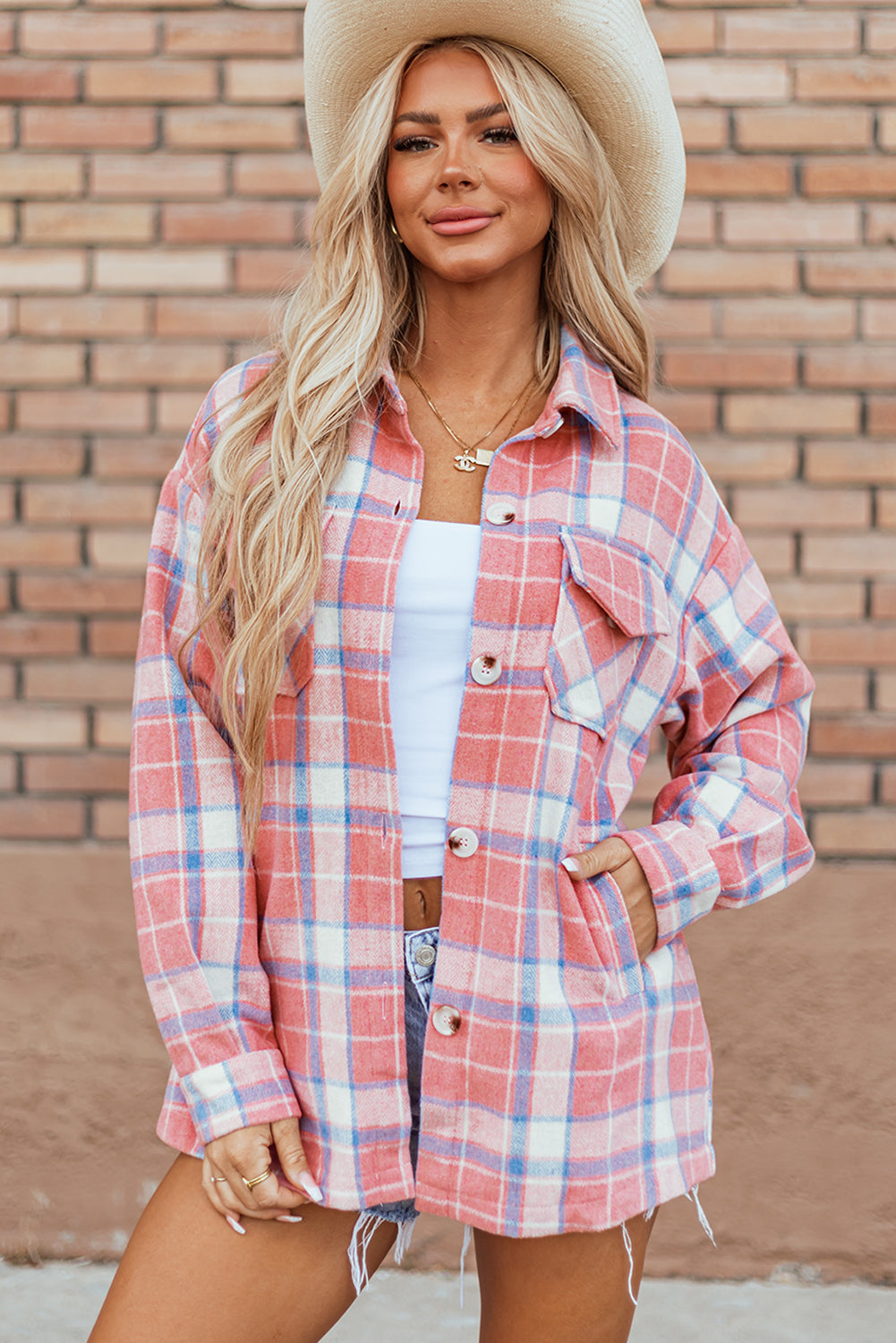 Natalie Plaid Button Up Shacket