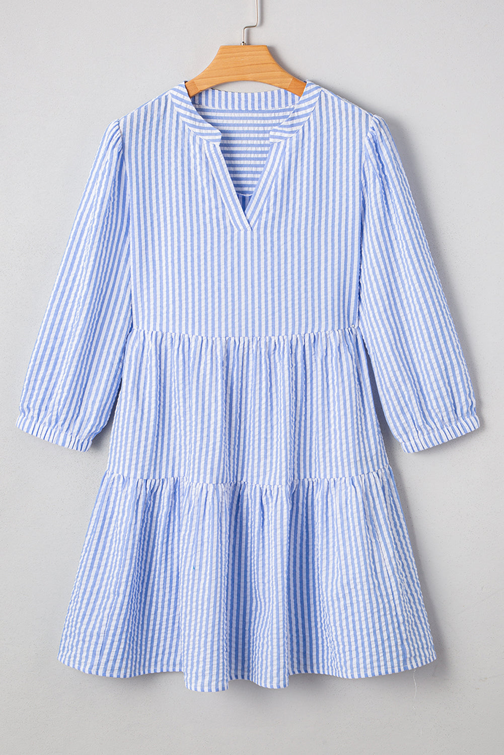 Kaia Stripe Bracelet Sleeve Tiered Dress with Pockets