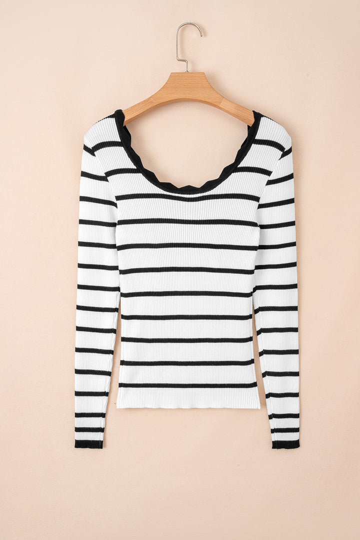 Sutton Striped Ribbed Slim Sweater