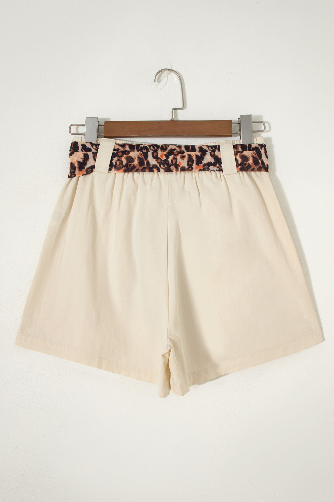 Bright Pink Leopard Contrast Sash Belt Pleated Wide Leg Shorts