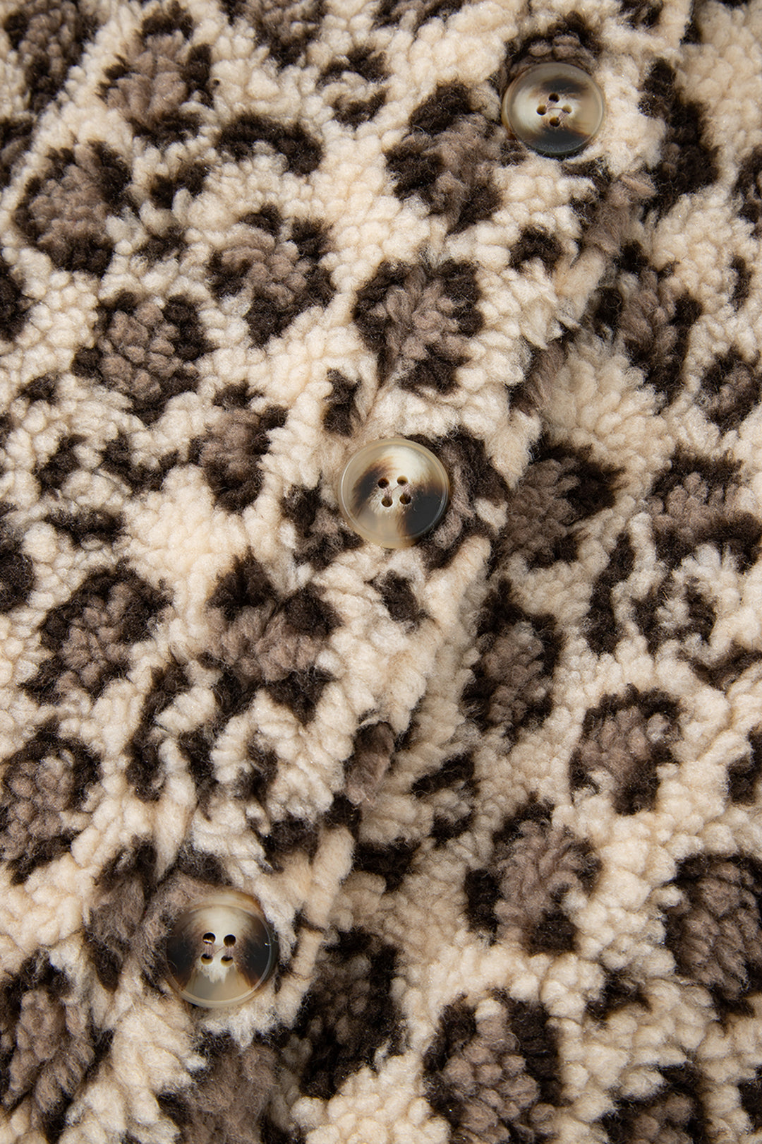 Brown Sherpa Leopard Print Flap Pocket Collared Button Up Jacket