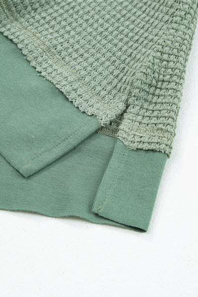 Sea Green Scoop Neck Waffle Knit Flowy Vest