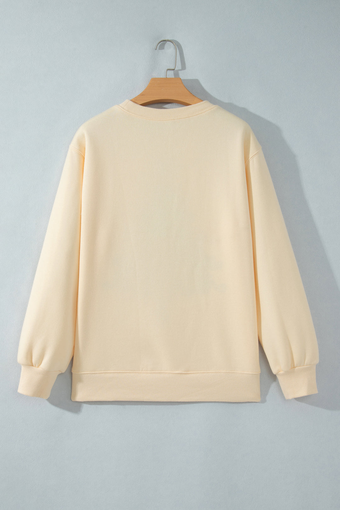 Apricot Merry Christmas and Happy New Year Embroidered Holiday Slogan Sweatshirt