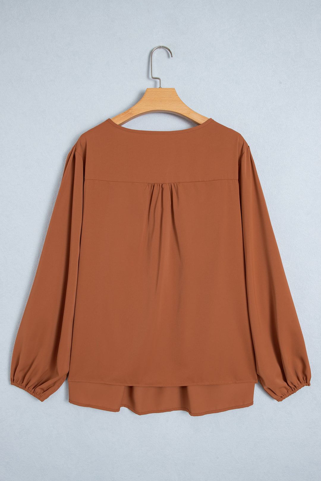Chestnut Boho V Neck Embroidered Tassel Long Sleeve Plus Size Blouse