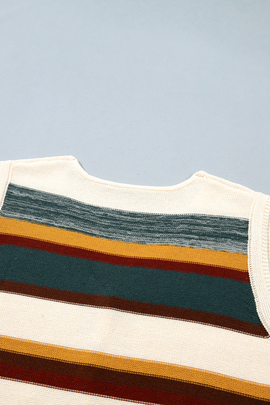Multicolour Striped Button Front Sleeveless Knit Regular Fit Sweater Vest