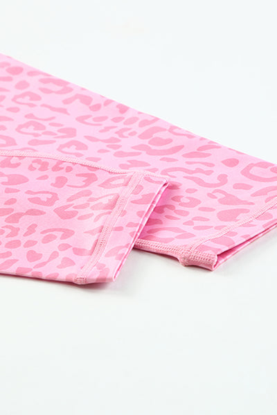 Pink Leopard Print  Ankle-length High Waist Leggings