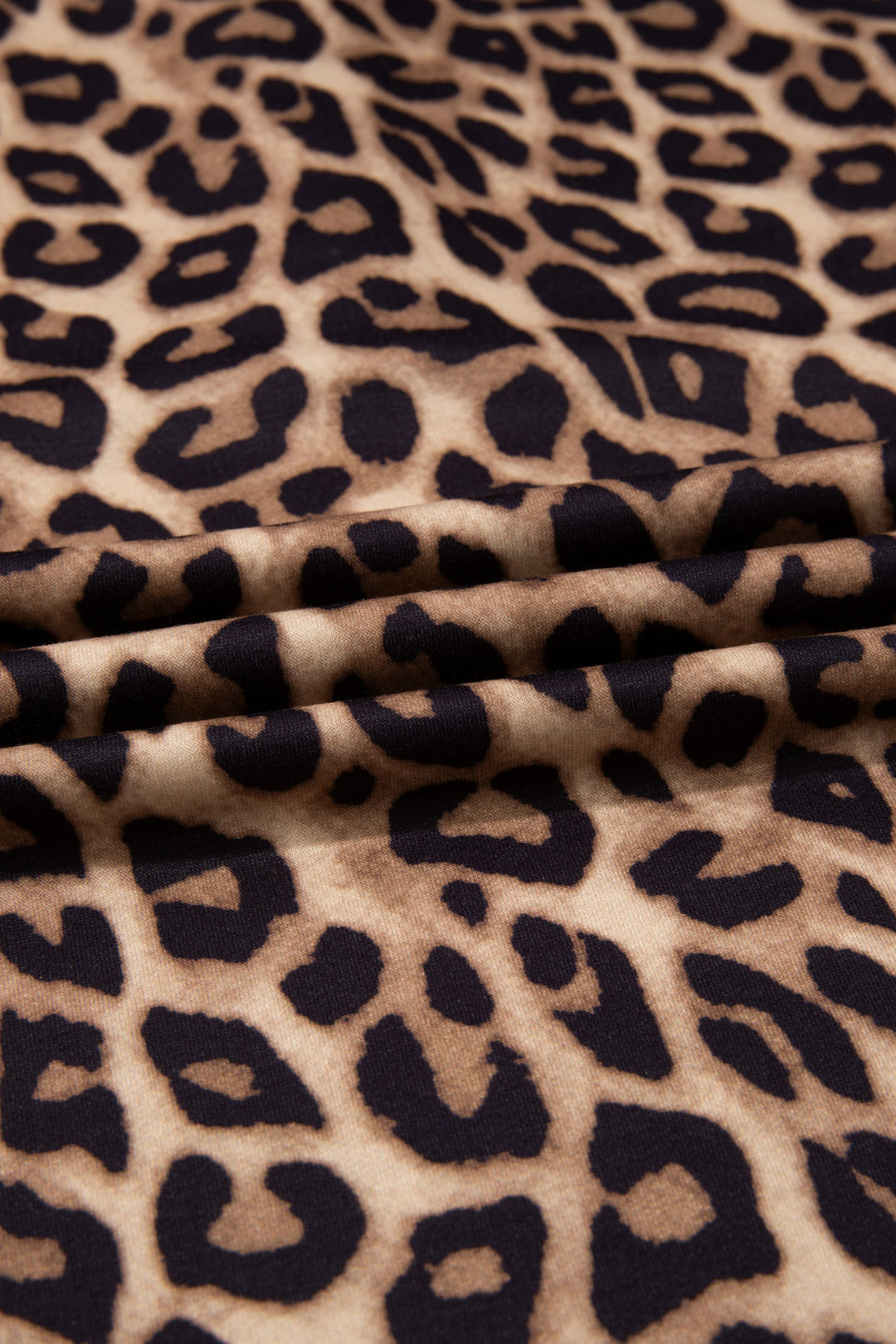 Khaki Buttoned Collar Short Sleeve Shift Leopard Dress with Pockets