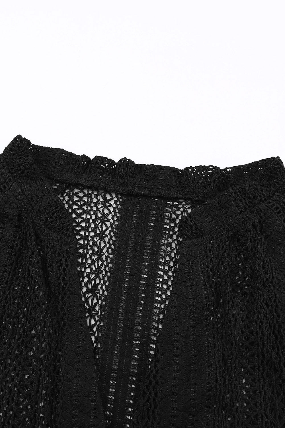 Black V-Neck Long Sleeve Button Up Lace Shirt