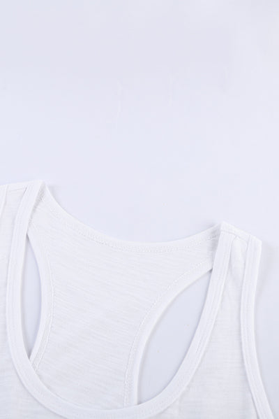 White Scoop Neck Basic Solid Tank Top