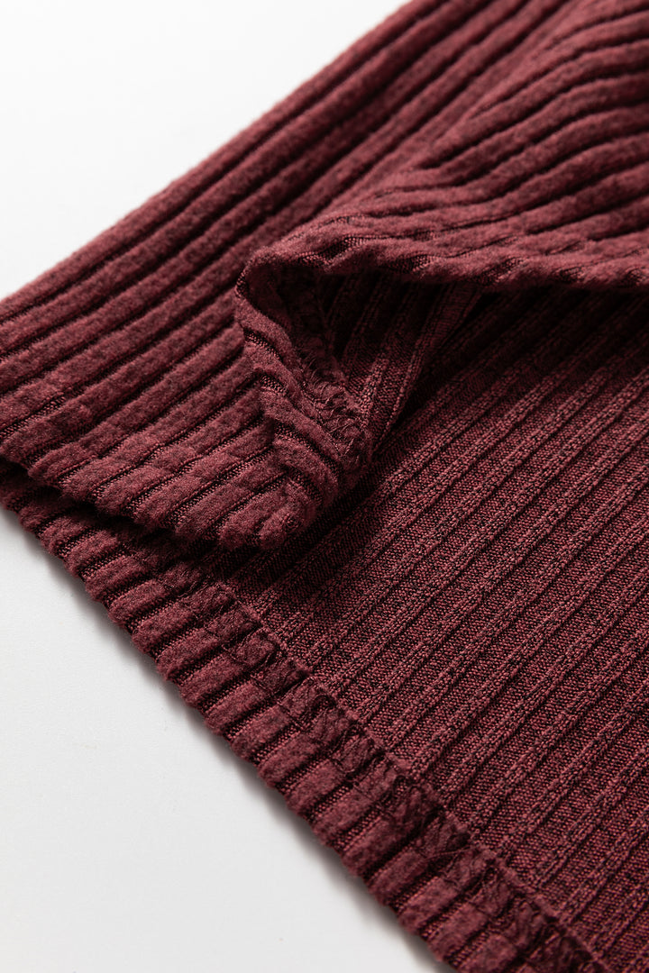 Wild Ginger Plus Size Ribbed Button Decor Long Sleeve Loose Top