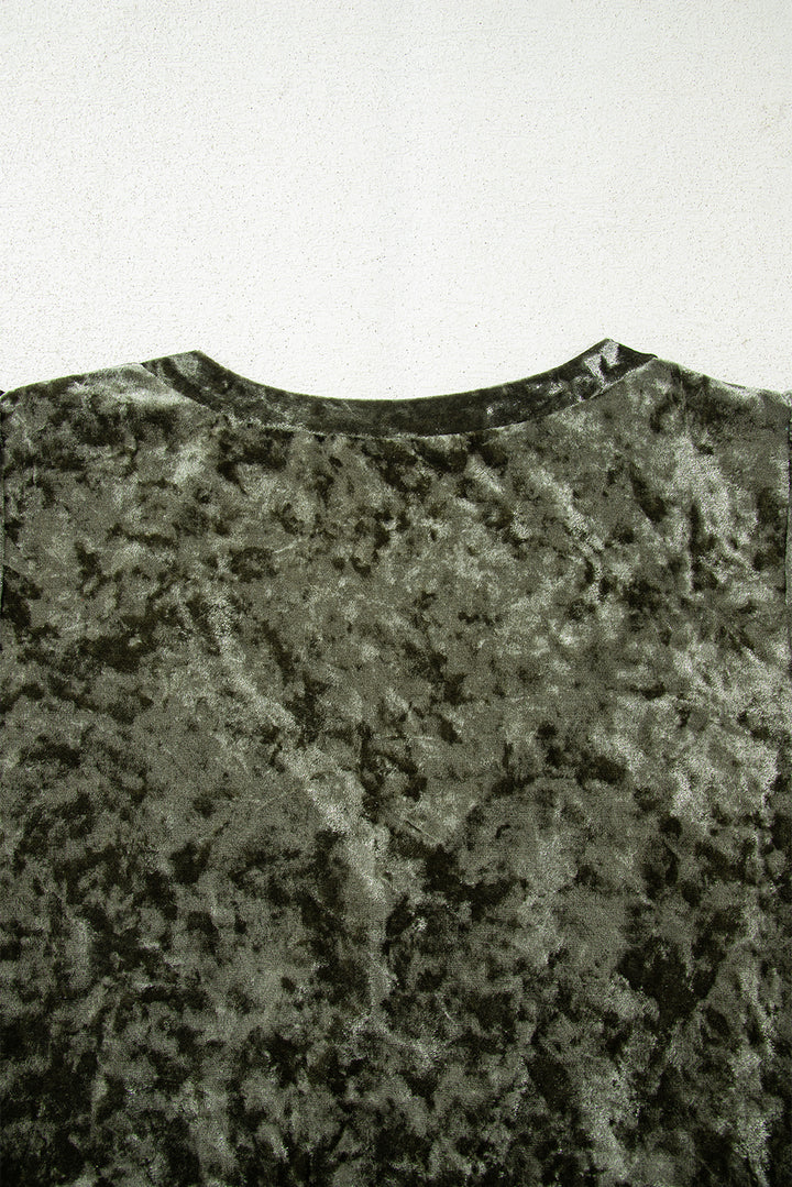 Coffee Plus Size Velvet Babydoll Mini Dress with Puff Sleeve