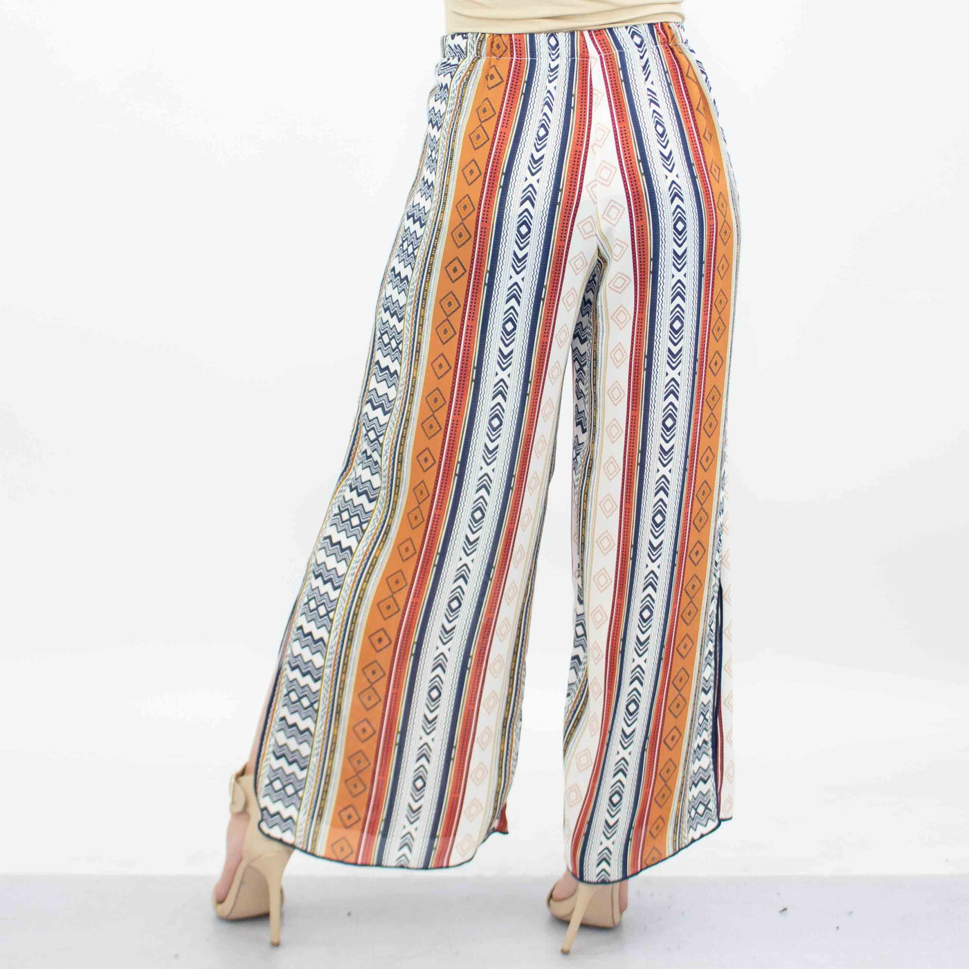 Side Slit Wide Leg Cropped Pants