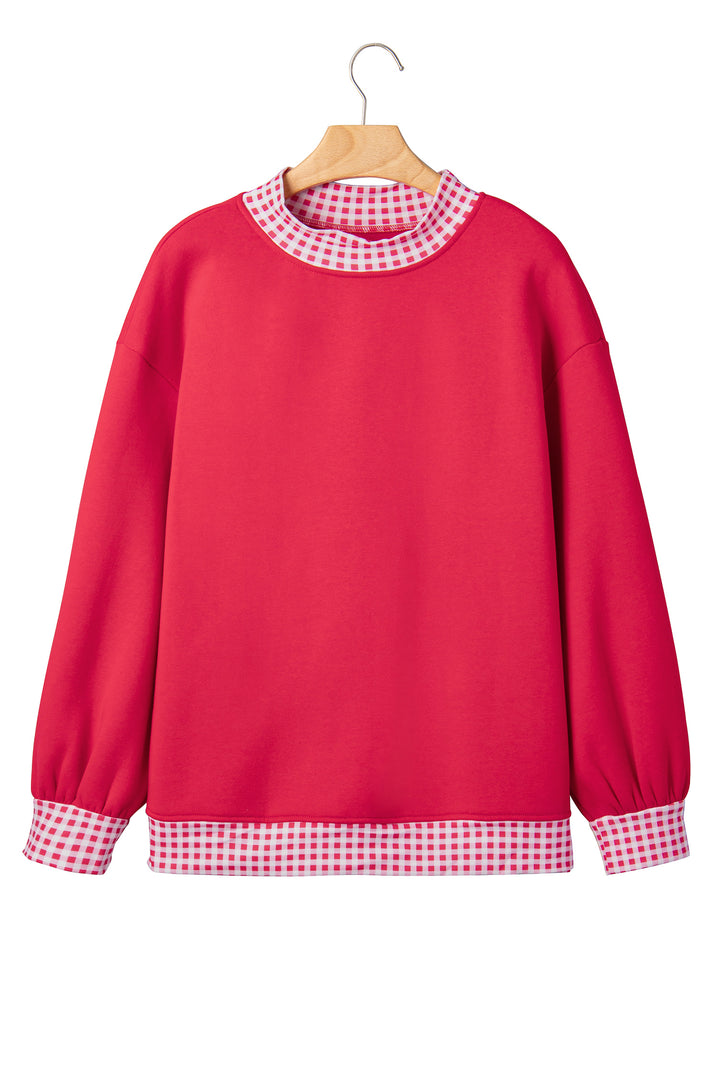Red Colorblock Polka Dot Contrast Trim Oversized Sweatshirt