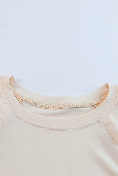 Apricot Plain Tiered Ruffled Short Sleeve T Shirt