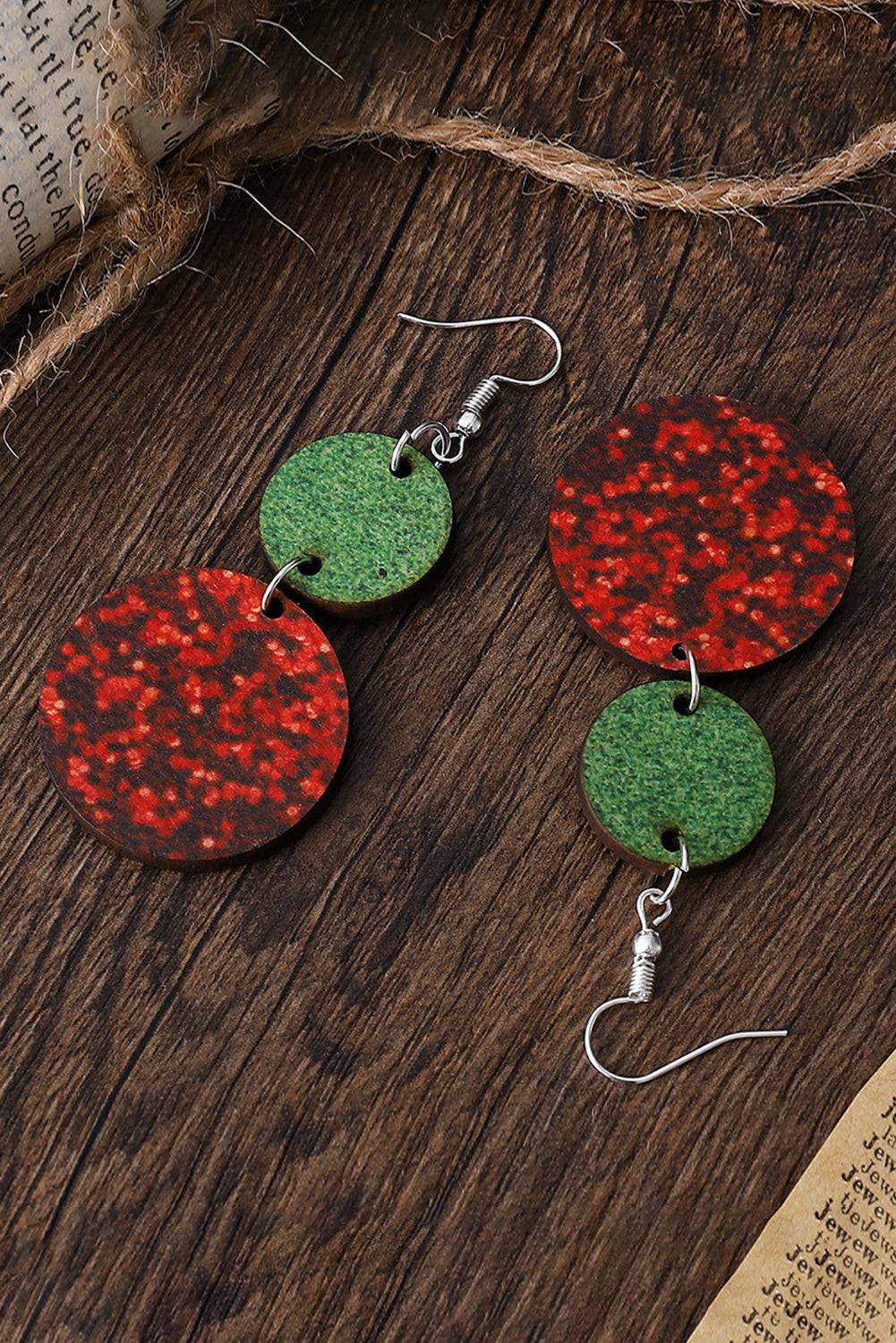 Fiery Red Sequin Round Décor Drop Earrings