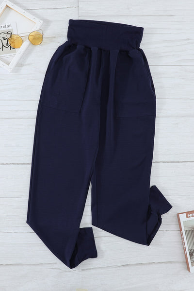 Blue Pocketed Casual Joggers