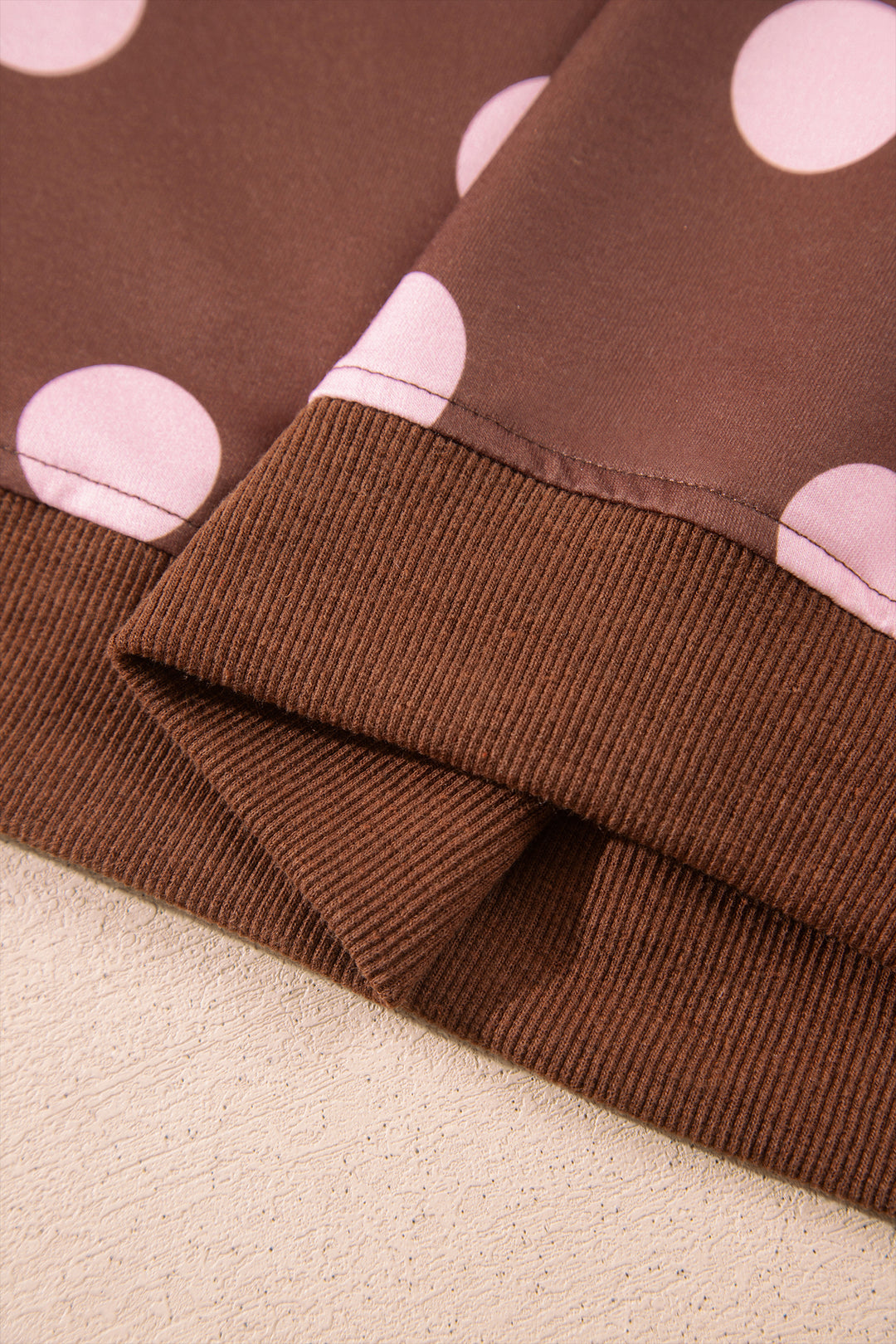 Brown Polka Dot Two Piece Set Long Sleeve Casual Skirt Set