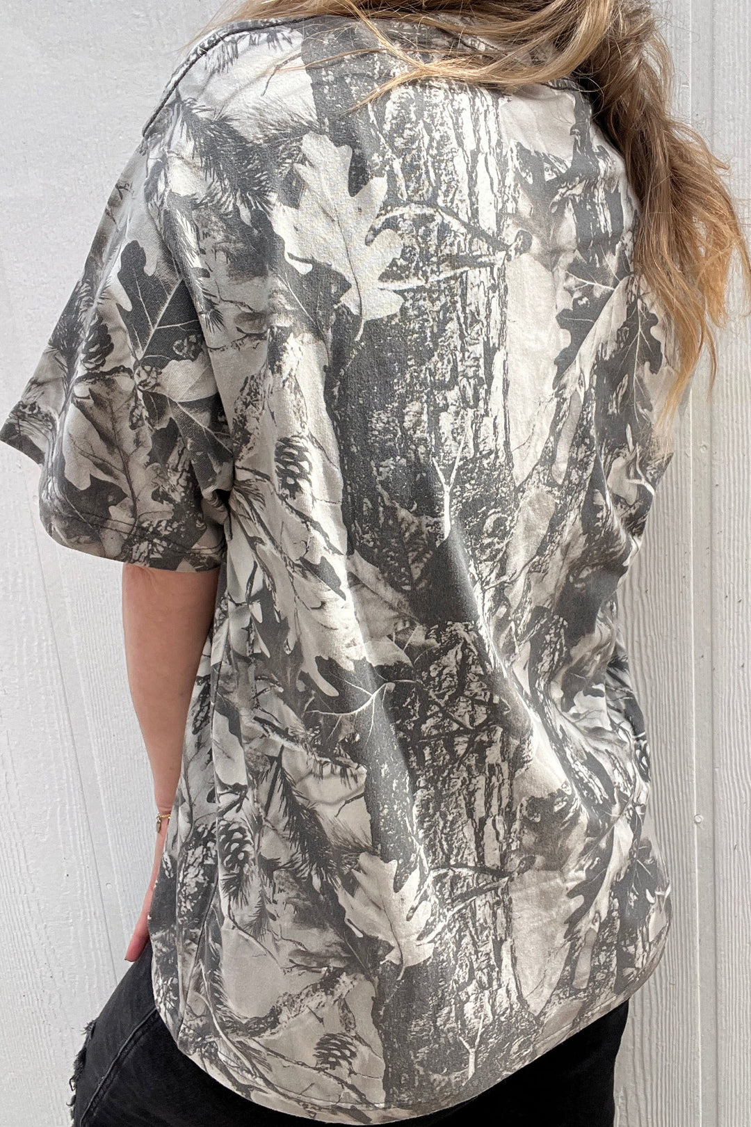 Gray Woodland Camouflage LOVE LIKE JESUS Plus Size T Shirt