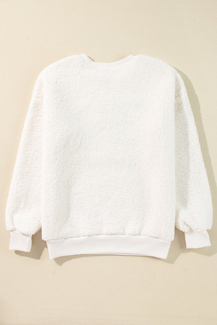 Katie Chenille Graphic Sherpa Sweatshirt