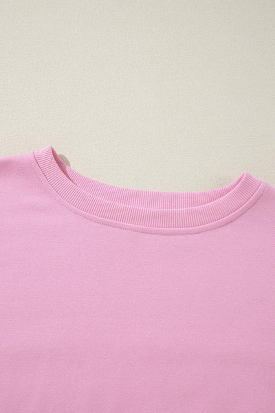 Bonbon Color Block Exposed Seam Side Slits Crewneck Sweatshirt