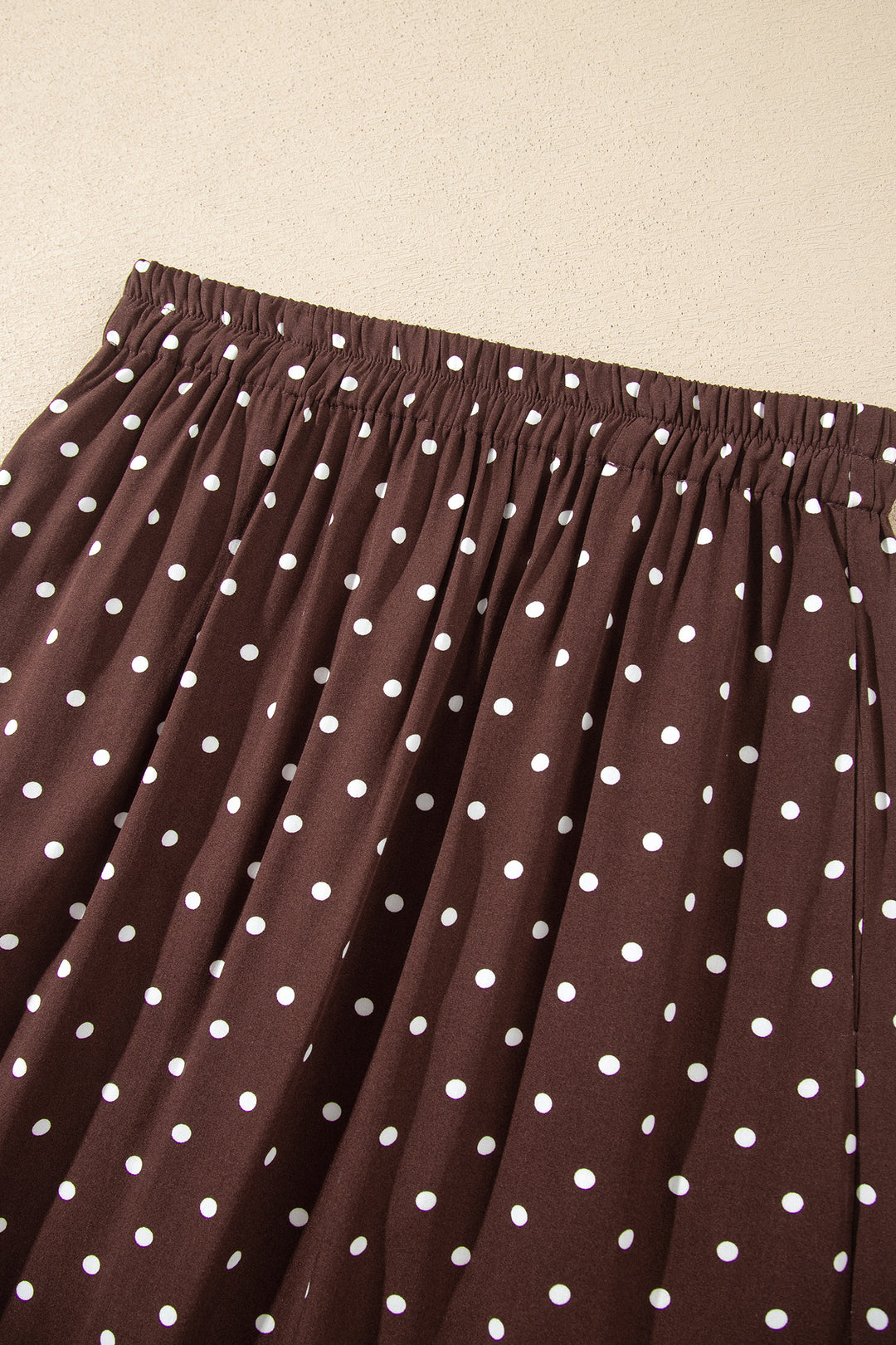Brown Polka Dot Lace Hem Elegant Long Shift Skirt
