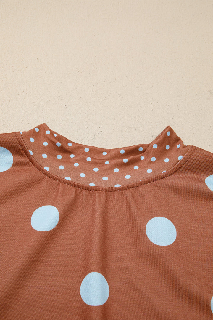 Pink Polka Dot Print Contrast Detail Oversized Tunic Sweatshirt