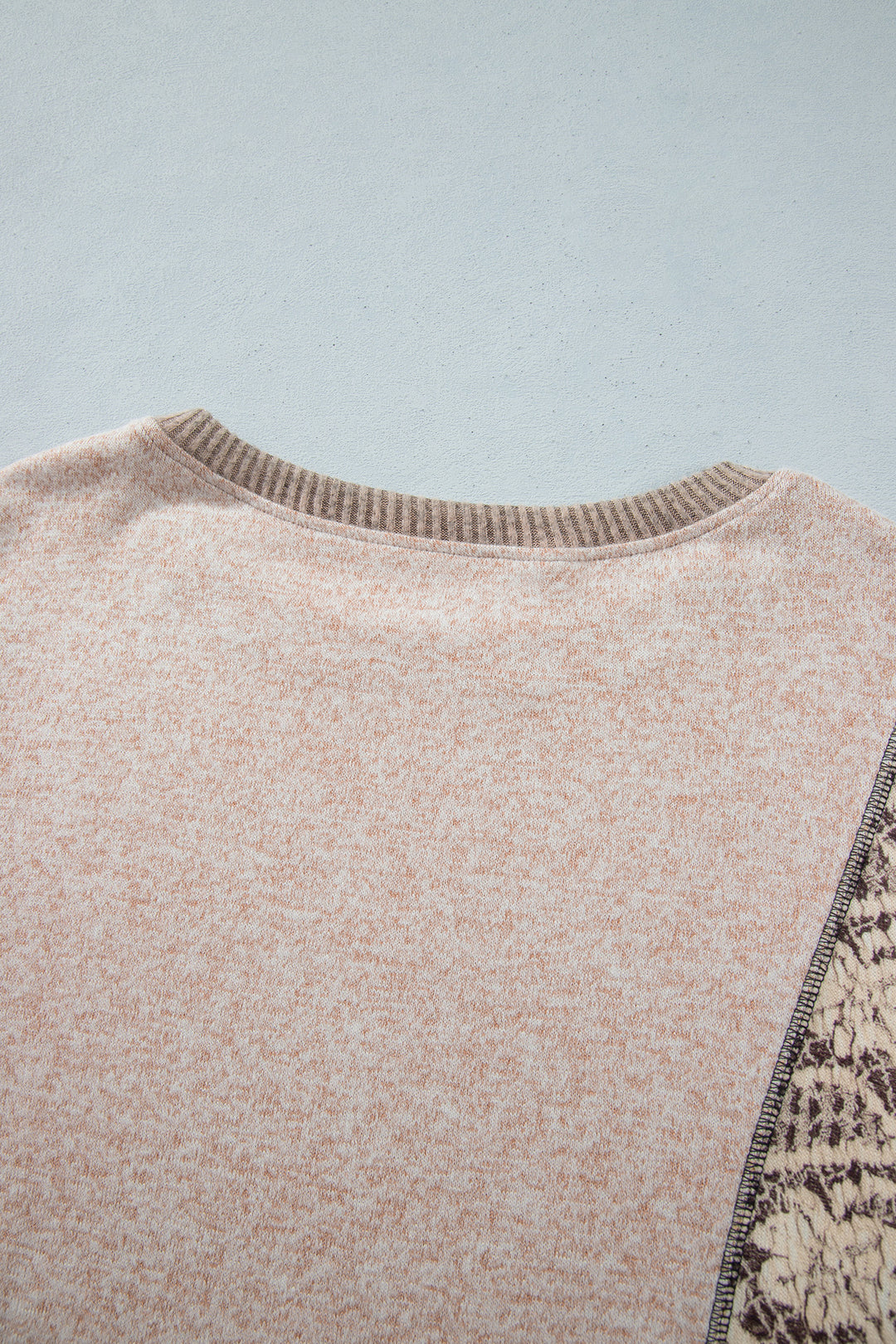 Khaki Floral Print Round Neck Long Sleeve Shift Top