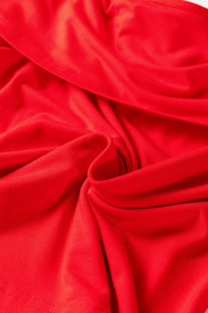 Fiery Red Foldover Off Shoulder Long Sleeve Slim Top