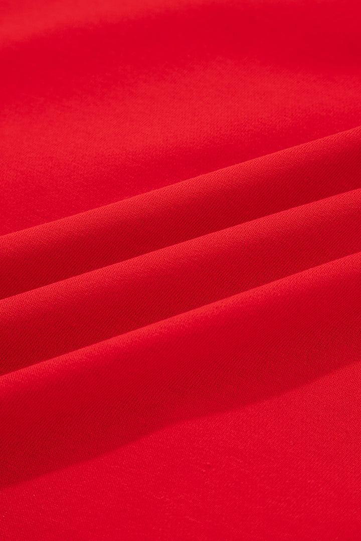 Fiery Red How Bout Them Dawgs Embroidered Script Balloon Sleeve Sweatshirt