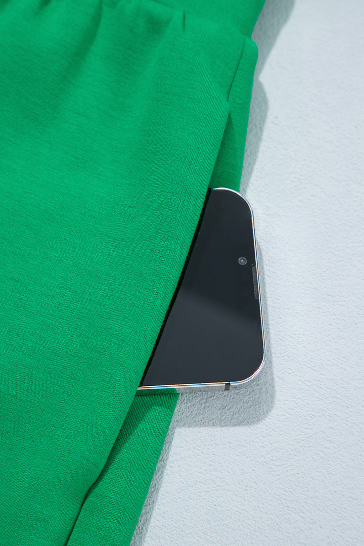 Bright Green Sleeveless Zip Front Scallop Hem Mini Dress