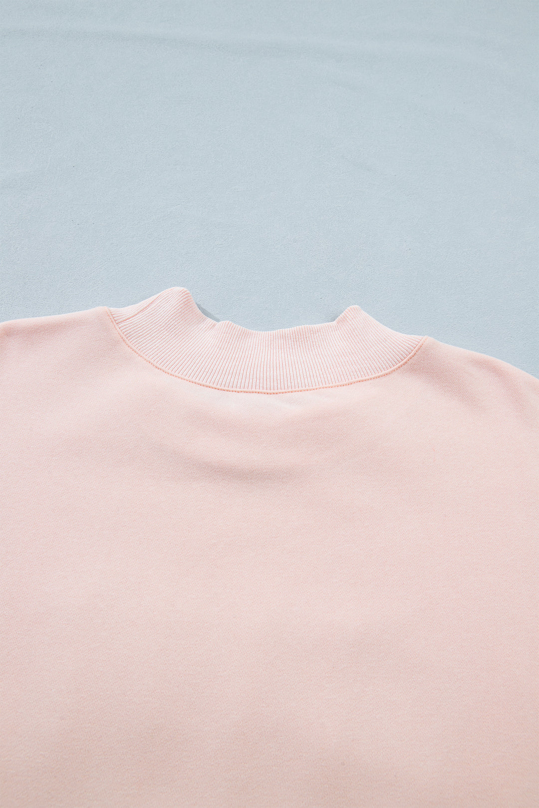 Light Pink BLESSED Embroidered Trim Patch Graphic Plus Size Mock Neck Sweatshirt