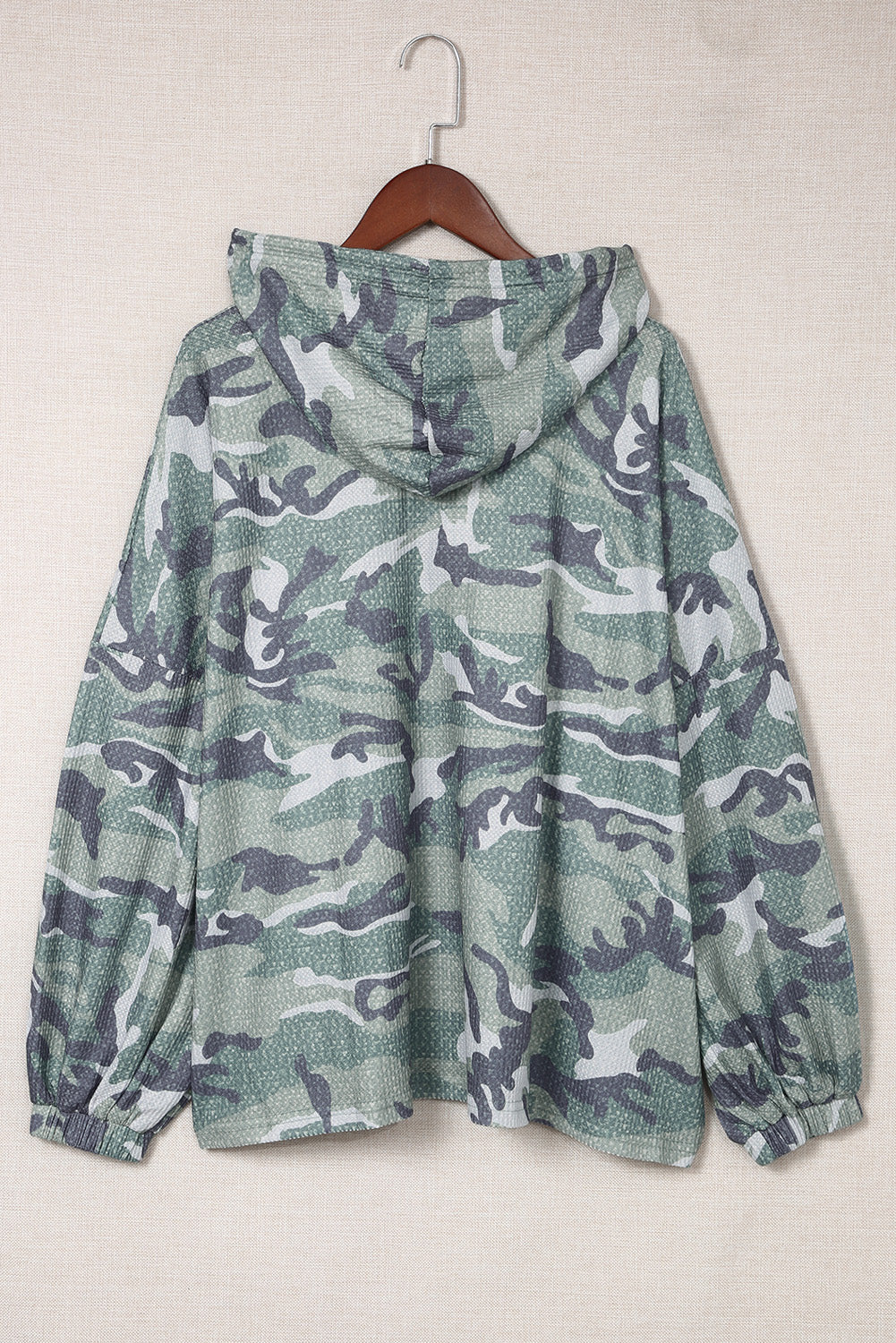 Green Long Sleeve Camo Print Oversize Hoodie