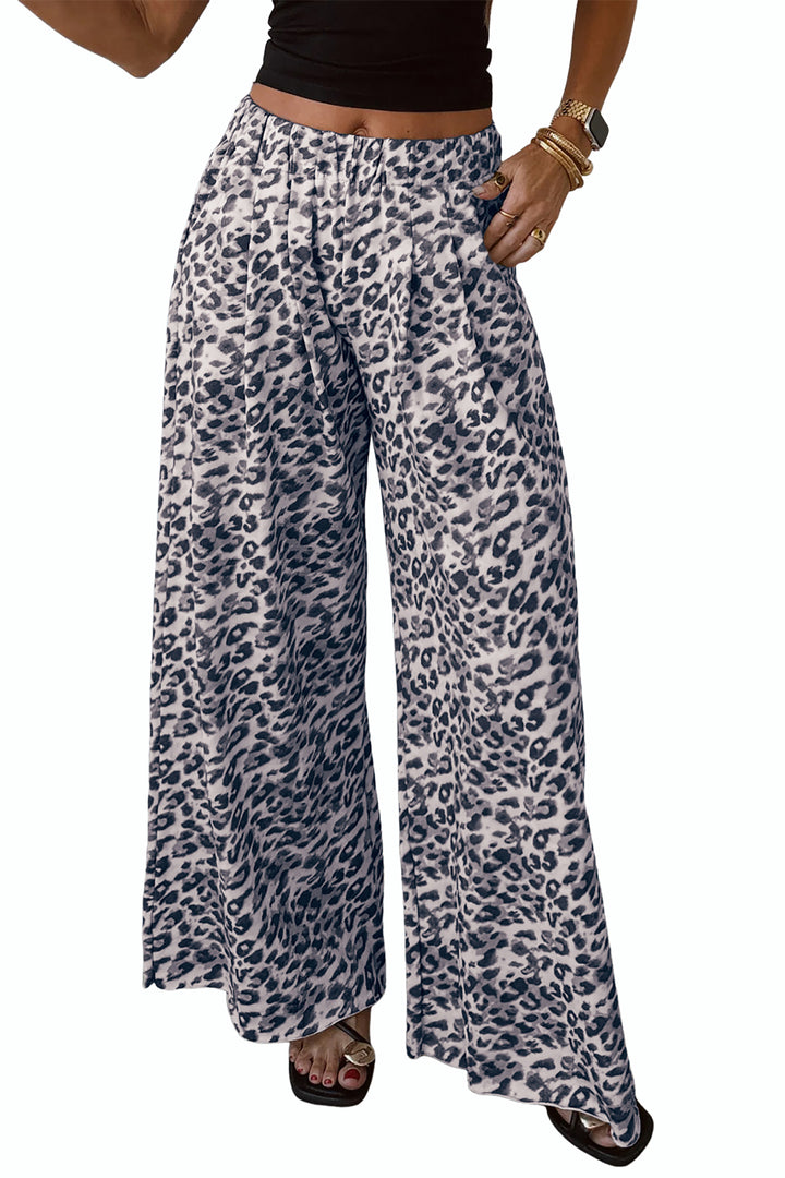 Multicolour Leopard Print Wide Leg Full Length Pants