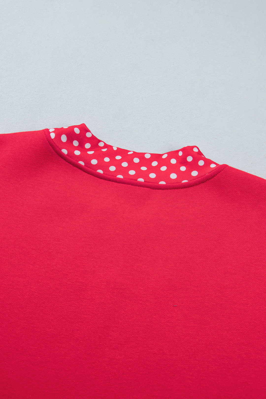 Red Colorblock Polka Dot Contrast Trim Oversized Sweatshirt
