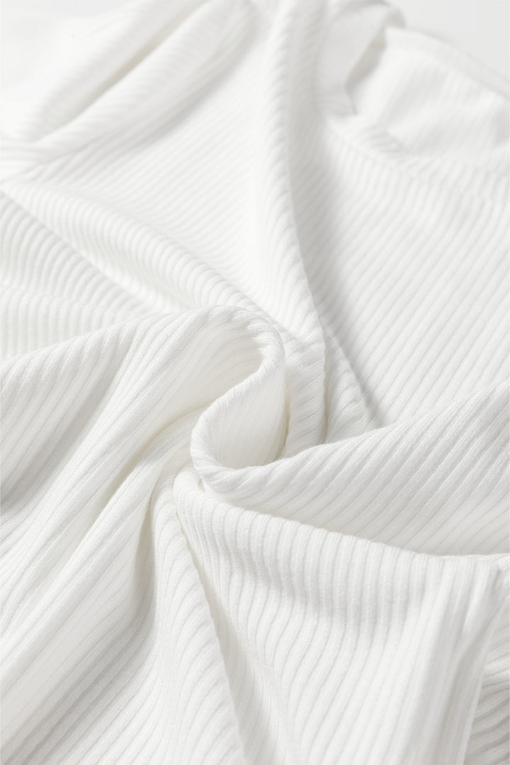 Black Ribbed Long Sleeve Crew Neck Solid Color Bodysuit