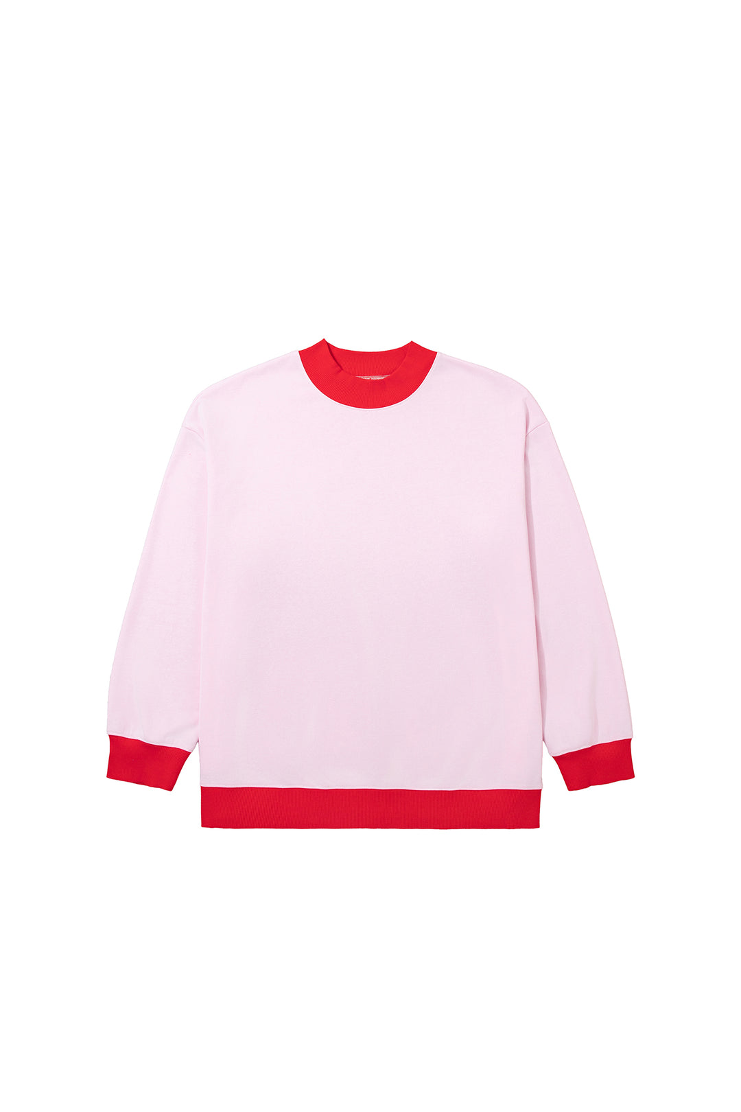 Pink Color Block Contrast Trim Plus Size Sweatshirt