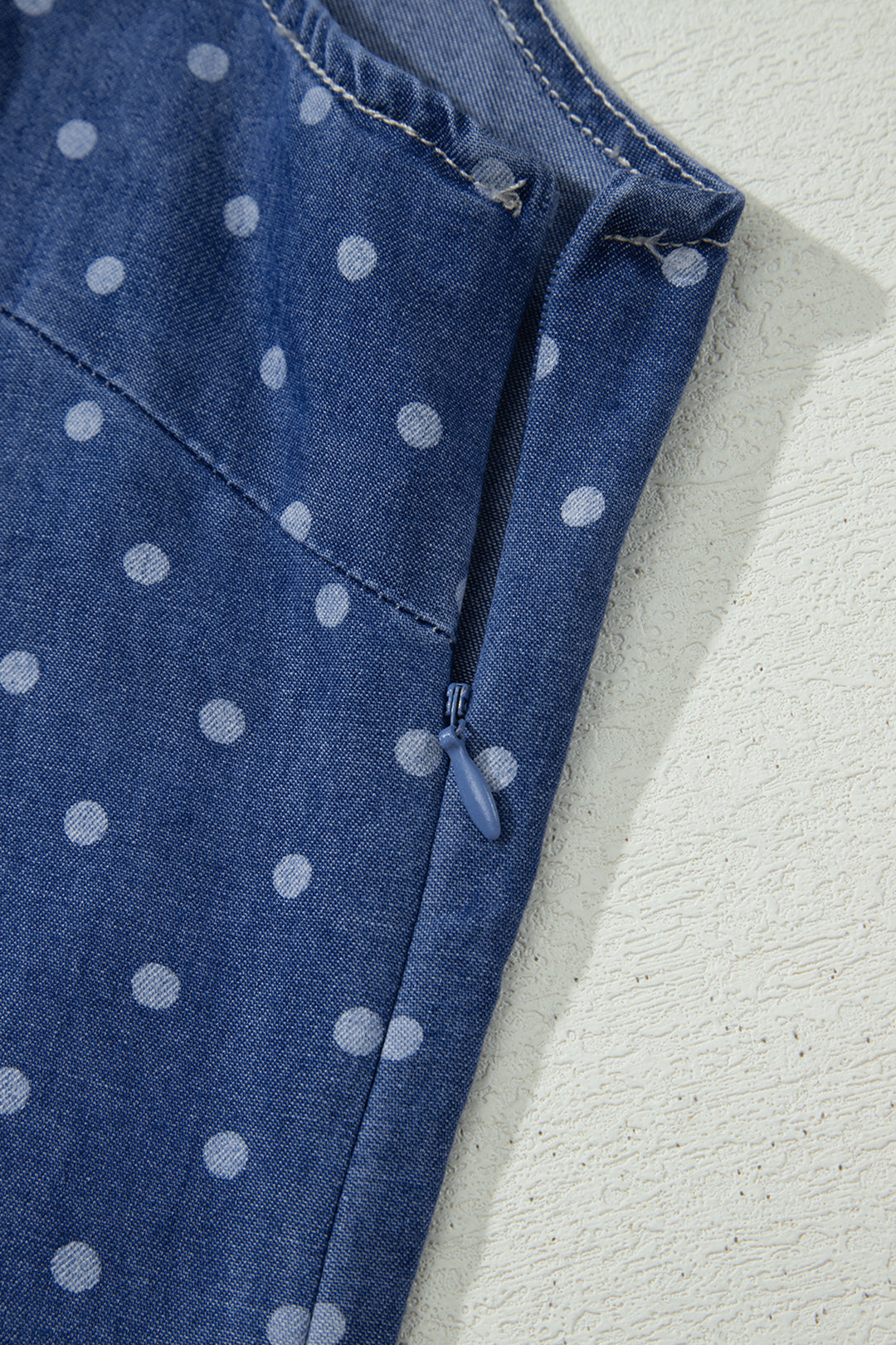 Blue Polka Dot Ruffle Hem Sleeveless Shift Dress Mini Vacation Wholesale
