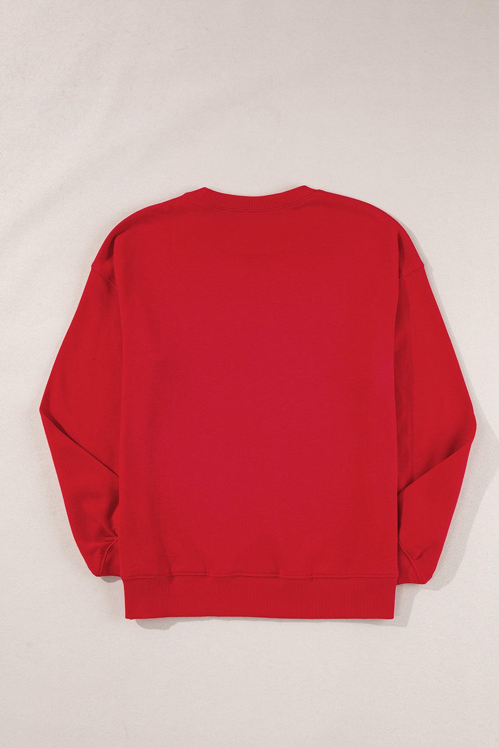 Red Solid Classic Crewneck Pullover Sweatshirt